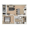 1 Bedroom A 1 Bath Floor Plan 1 Bedroom A 1 Bath Floor Plan at The Mark at Dulles Station, Herndon, VA, 20171